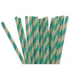 Paper straws aqua striped