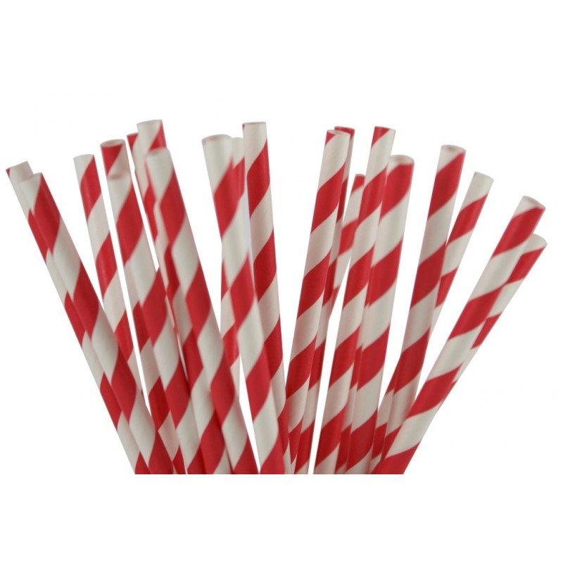 Paper straws red striped