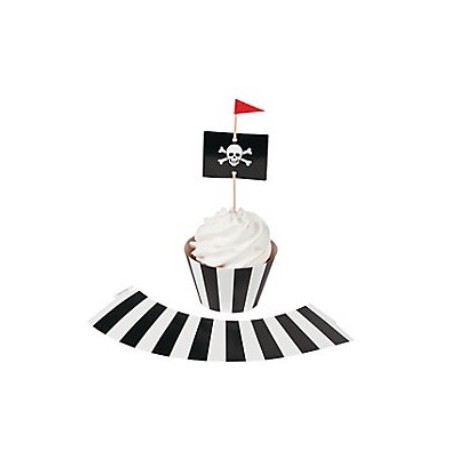 Cupcake wrappers black-white striped