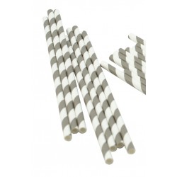 Paper straws gray striped