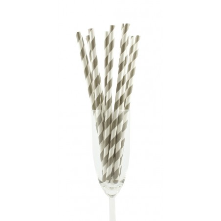 Paper straws gray striped
