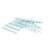 Paper straws light blue striped