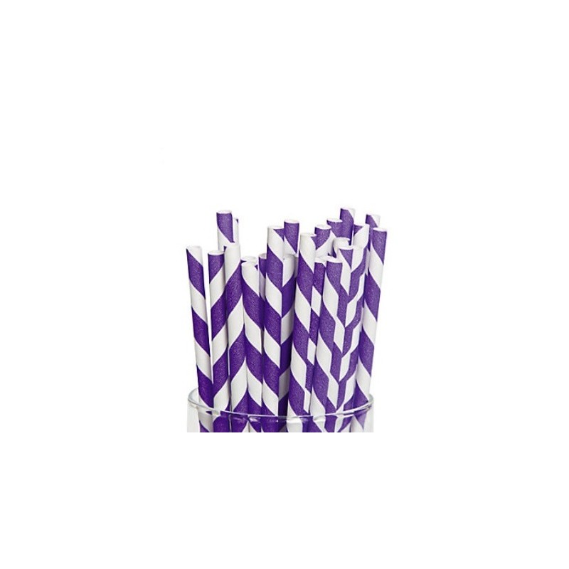 Paper straws purple striped