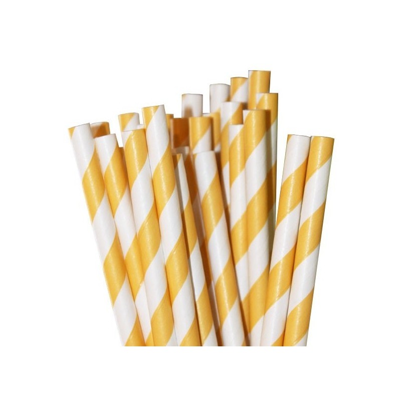 Paper straws yellow striped