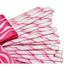 Paper straws double pink striped