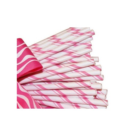 Paper straws double pink striped