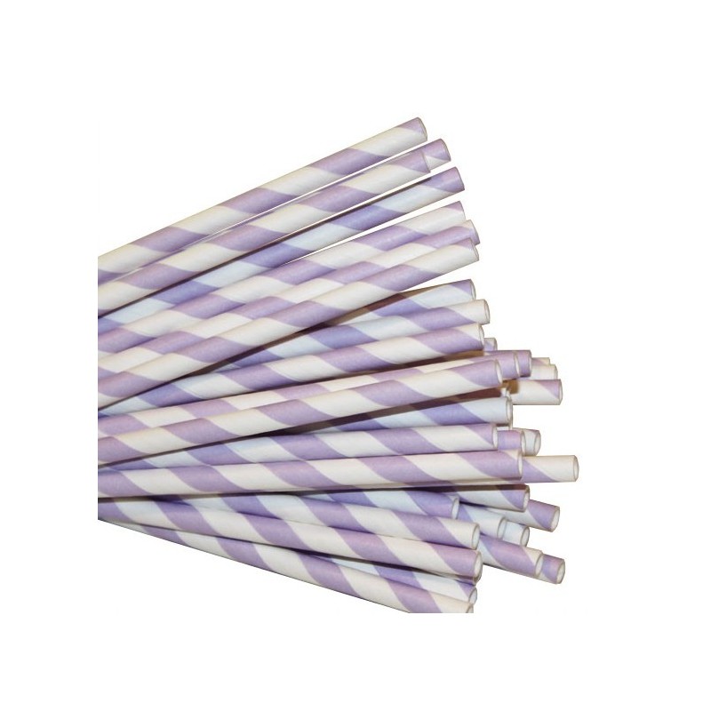 Paper straws lila striped