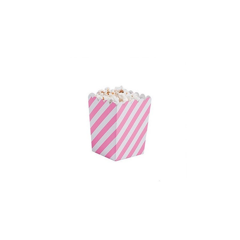 Mini popcorn boxes pink diagonal striped