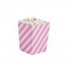 Kleine popcorn bakjes roze schuin gestreept