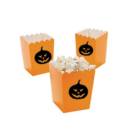 Kleine popcorn bakjes oranje met zwarte pompoen