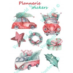 Kerstauto's stickers A5