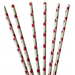 Flexible paper straws red hearts