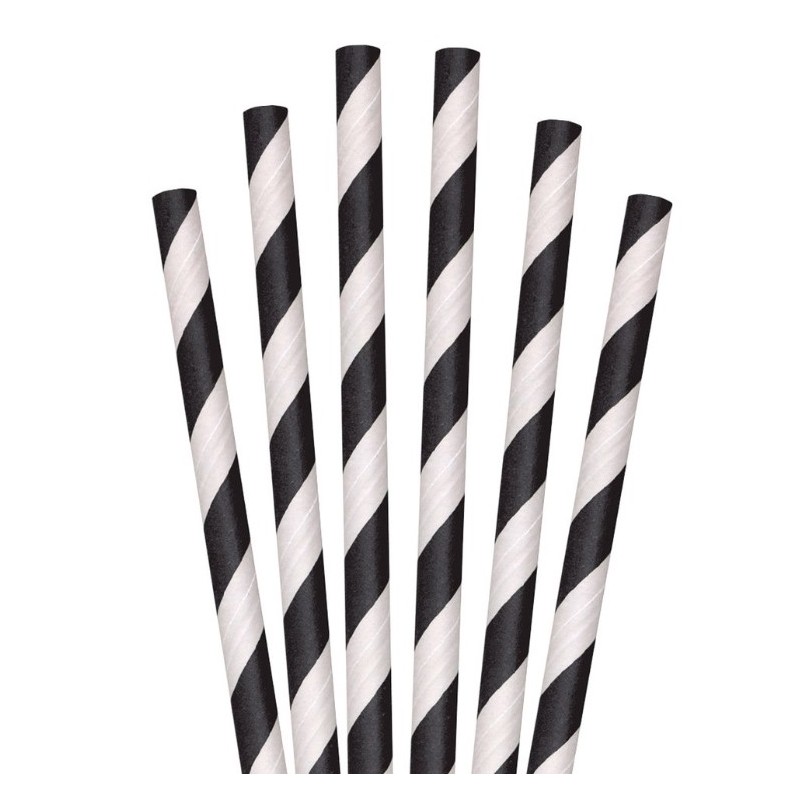 Paper milkshake straws black striped