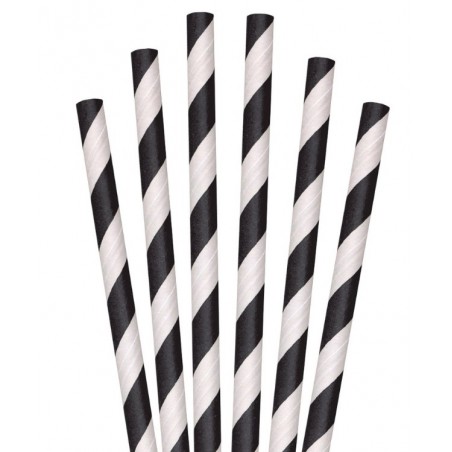 Paper milkshake straws black striped