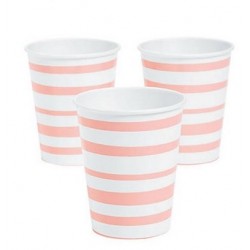 Pink striped paper cups @joyenco.nl