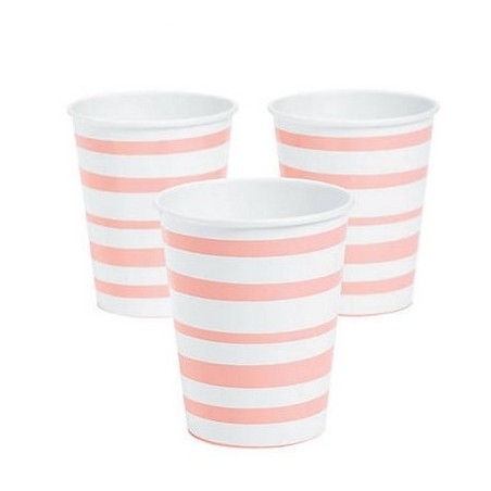 Pink striped paper cups @joyenco.nl