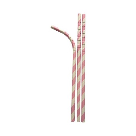 Bendable paper straws pink striped