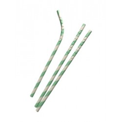 Bendable paper straws mint striped