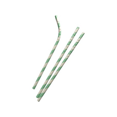 Bendable paper straws mint striped