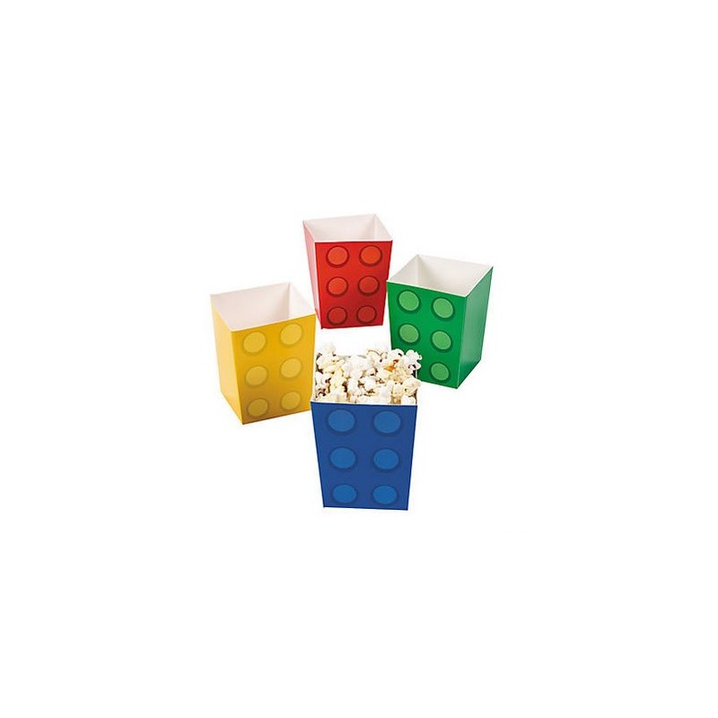 Kleine popcorn bakjes lego-blokjes - 12 stuks