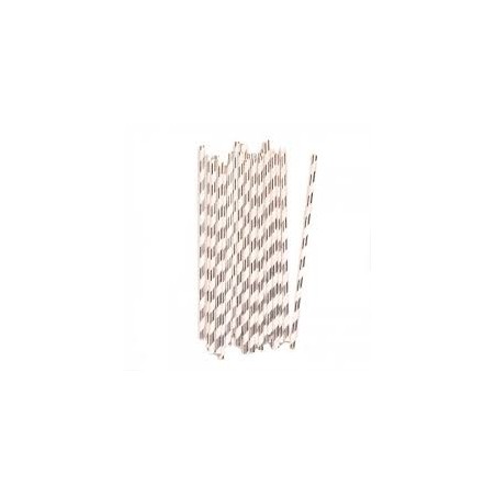 Paper straws silver foil striped