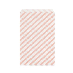 Papieren zakken roze gestreept - 10 stuks