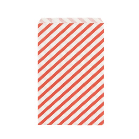 Papieren zakken rood gestreept - 10 stuks