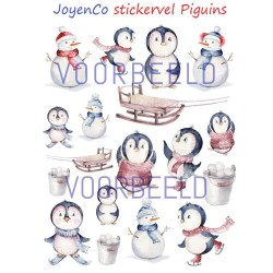 Winterstickers with penguins A5 @joyenco.nl