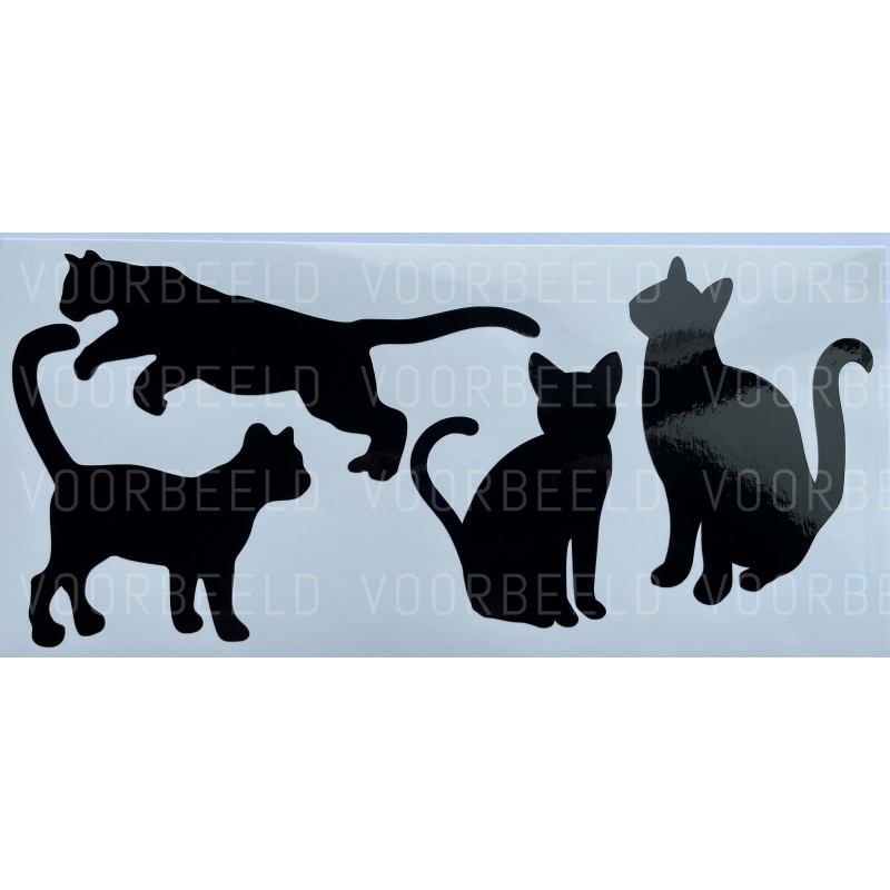 Raamstickers katten - 4 verschillende katten