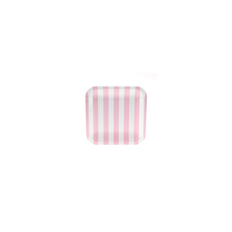Square paper plates pink striped