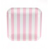 Square paper plates pink striped