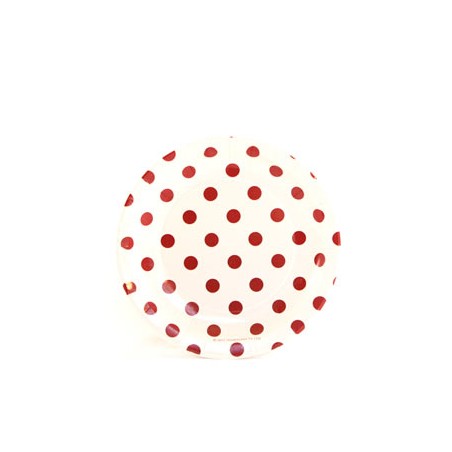 Paper cakeplates white with red dots