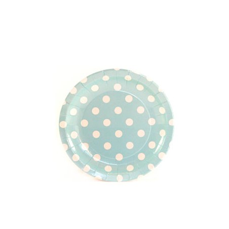 Paper cakeplates light blue with white dots