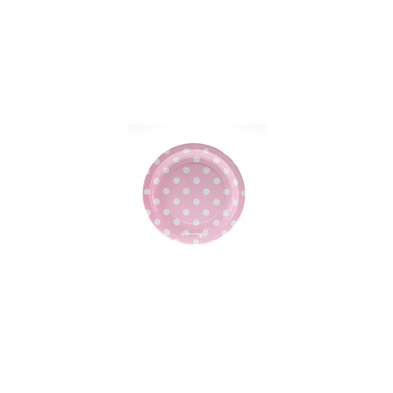 Paper cakeplates pink with white dots