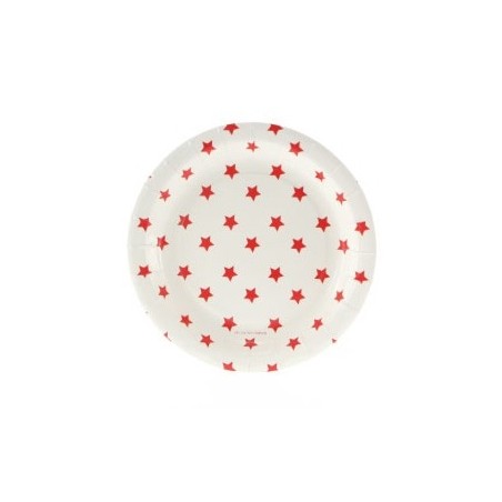 Paper cakeplates white with red stars