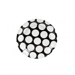 Paper cakeplates black with white dots