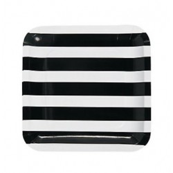 Paper dinner plates black and white striped