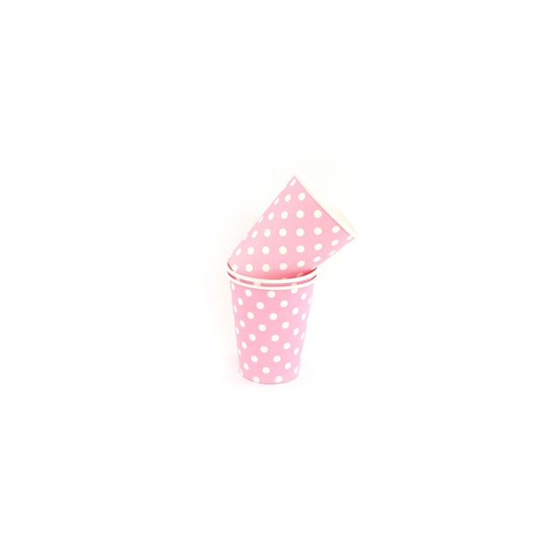 Paper cups pink with white dots