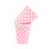 Paper cups pink with white dots
