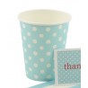 Paper cups light blue with white dots
