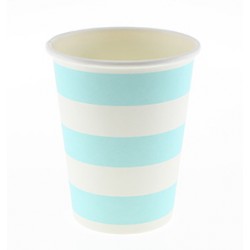 Paper cups light blue striped