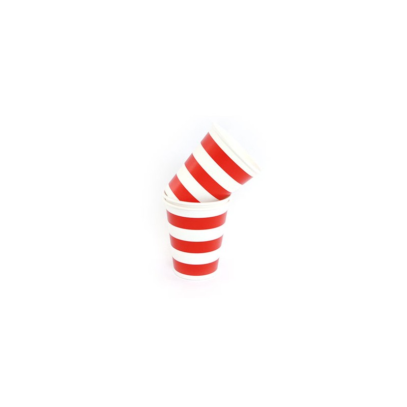 Paper cups red striped