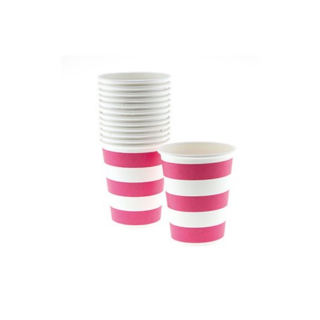 Paper cups hot pink striped