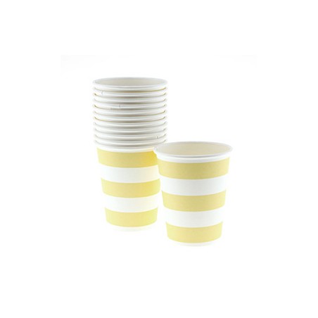 Paper cups yellow striped