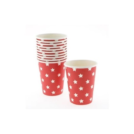 Paper cups red with white stars