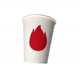 Paper cups white with red fire hydrants and flames
