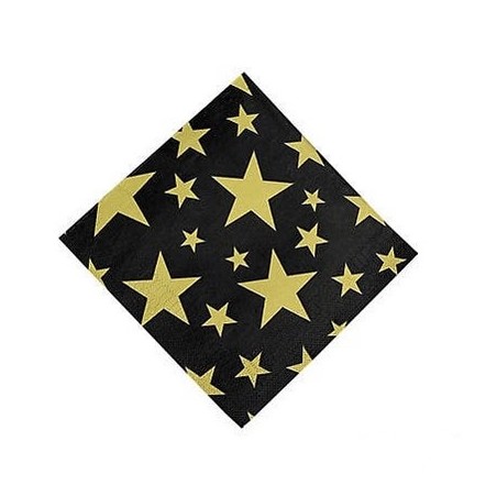 Servetten zwart met gouden sterren
