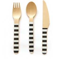 Wooden spoons black striped