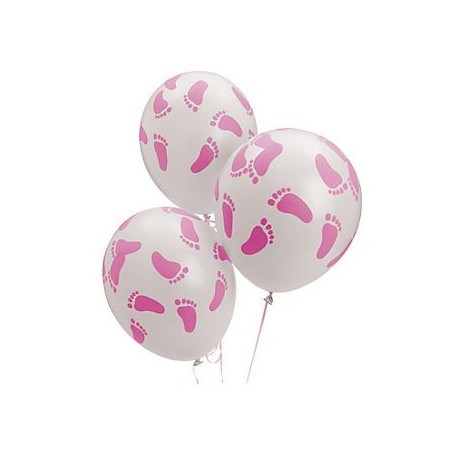 Witte ballonnen met roze voetjes