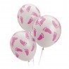 White balloons with pink feet